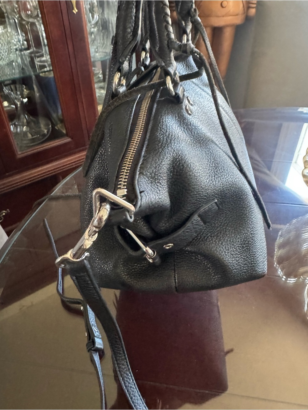 Rebecca Minkoff Black Pebbled Leather Satchel with Silver Hardware - Picture 3 of 7